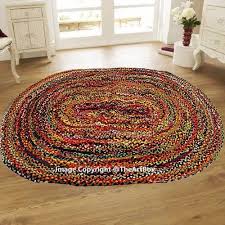 round multicolor braided chindi rugs