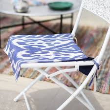 Indigo Blue Ikat Patio Chair Seat Cover