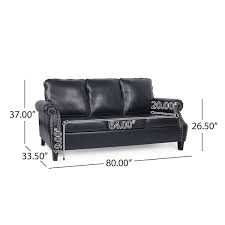 Black Faux Leather Sofa Straight Black