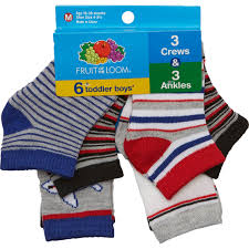 Fruit Of The Loom Toddler Boys Crew And Ankle Socks 6 Pk