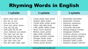 list of rhyming words in english
