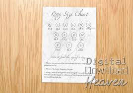 Downloadable To Scale Ivory Marble Ring Size Chart Printable