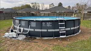 Installing a 24ft x 52” INTEX above ground pool! - YouTube