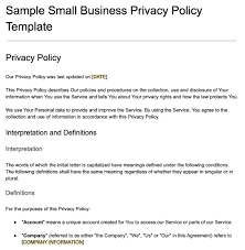 business privacy policy template