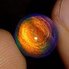 9 mm ct natural black rainbow fire opal