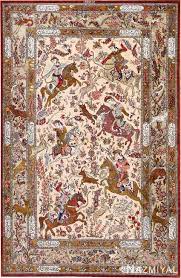 persian qum hunting silk area rug 70792