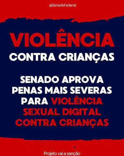 O Senado aprovou nesta terça-feira (7) projeto de lei que aumenta as punições para a violência sexual digital contra crianças e adolescentes, inclusive nos casos em que é usada a inteligência artificial.