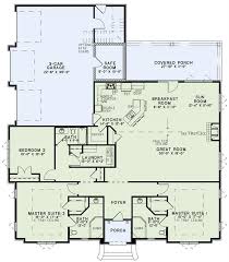 two master suites ranch house plan 3