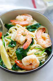 shrimp and spinach spaghetti rasa
