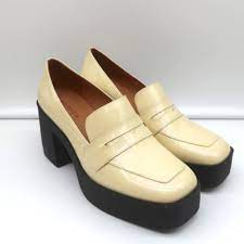 Akaada Platform Penny Loafers Yoko Ivory Patent Leather Size 36 NEW | eBay