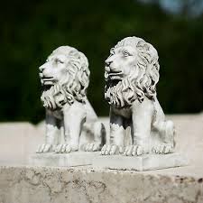 New Pair Of Stone Effect Garden Lions
