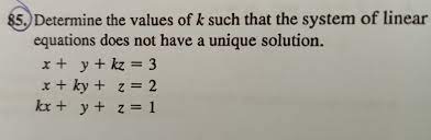 answered determine the values of k