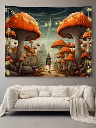 1pc Mushroom Scenery Pattern Textile