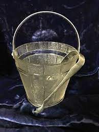 Vintage Clear Glass Ice Bucket With