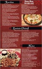 menu for mexican gardens restaurant in