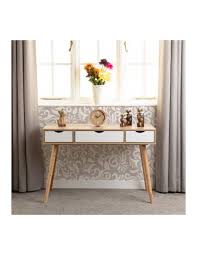 seville 3 drawer console table white
