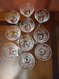 Set Of 10 Libbey Blown Glass Etched