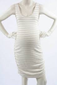 Details About Tart Maternity Bump Two Way White Nude L 12 14 Striped Shirred Dress New 130