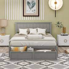 anbazar gray wood full size bed frame