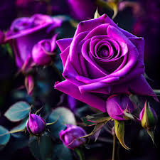 庭に紫色のバラが咲いています。 | プレミアム写真