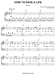 Hope they release more of their album as it's great! How To Save A Life Sheet Music The Fray Sheetmusic Free Com