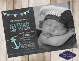 Baby Boy Thankyou Card Baby Announcement Nautical Thankyou Card Chalkboard Nautical Boy Birth Announcemen