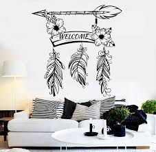 Vinyl Wall Decal Welcome Feathers Home