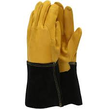 Premium Leather Gauntlet Gloves Yellow