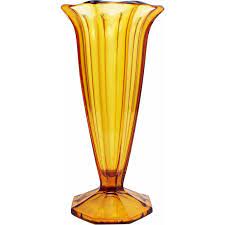 Vintage Amber Art Deco Glass Vase 1930