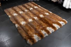 cozy european red fox fur rug of real