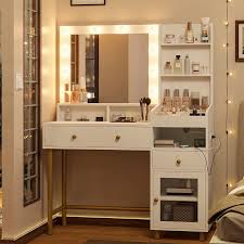 tiptiper white vanity desk with mirror