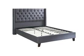 Gray Tufted Platform Bed
