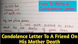 condolence letter to a friend on his