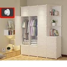It was delivered the day promised, no damage. Buy Wood Pattern Armoire Wardrobe Closet With Hanging Rod Portable Bedroom Armoire Modular Cabinet Garment Rack Cube Storage Shelf H 147x47x183cm58x19x72inch Online In Oman B0836fqvg3