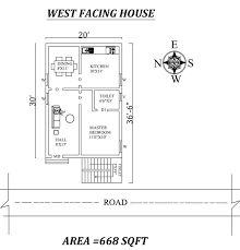 Single Bhk West Facing House Plan