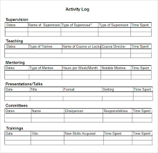 17 free activity log template word