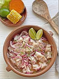 peruvian ceviche with lime red onion