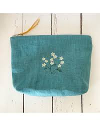 embroidered makeup bag forget me nots