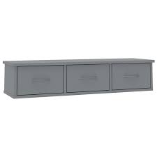 Wall Shelf With Drawers Grey 88 26
