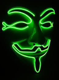 Lime Green Led Vendetta Anonymous Light Up Rave Mask For Dj Etsy
