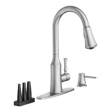How to change moen kitchen faucet cartridge. Moen Venango Single Handle Pull Down Sprayer Kitchen Faucet With Reflex And Power Clean Attachments In Spot Resist Stainless 87113srs The Home Depot