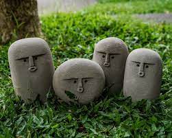 Funny Face Stone Stone Face Figurine