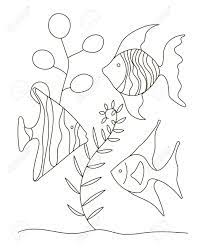 Free coloring pages with the algae for boys and girls. Hand Drawing Coloring Pages For Children And Adults A Beautiful Beautiful Coloring Book In A Linear Style For Creativity Antistress Coloring Book With Tropical Fish Algae Ocean Underwater World Royalty Free Cliparts