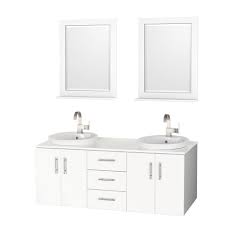 Made from solid oak and engineered wood. Arrano 55 Double Bathroom Vanity White With Semi Recessed Sinks Free Shipping Modern Bathroom