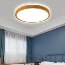 Round Bedroom Ceiling Light Fixture Wood Contemporary Flush Mount Ceiling Light In Natural Takeluckhome Com