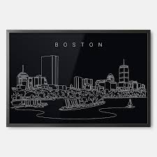 framed boston skyline wall art