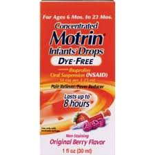 Motrin Concentrated Infants Drops Dye Free Pain Reliever Original Berry Flavor