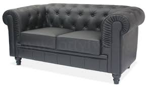 2 seater half leather sofa black