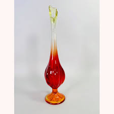 Viking Amberina Orange Swung Vase With