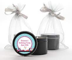 birthday party black candle tin favors